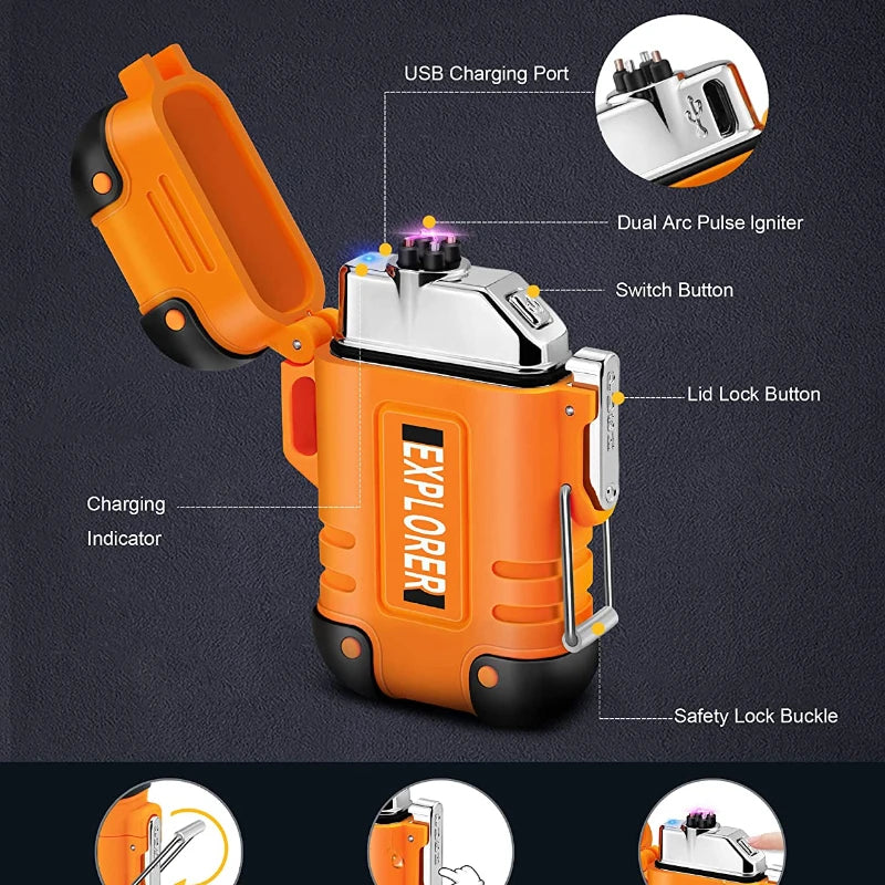 Waterproof Dual Arc USB Charging Lighter