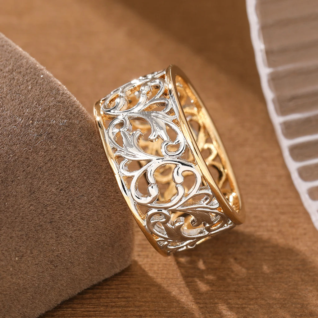 Elegant Luxury Hollow Scroll Carving Ring