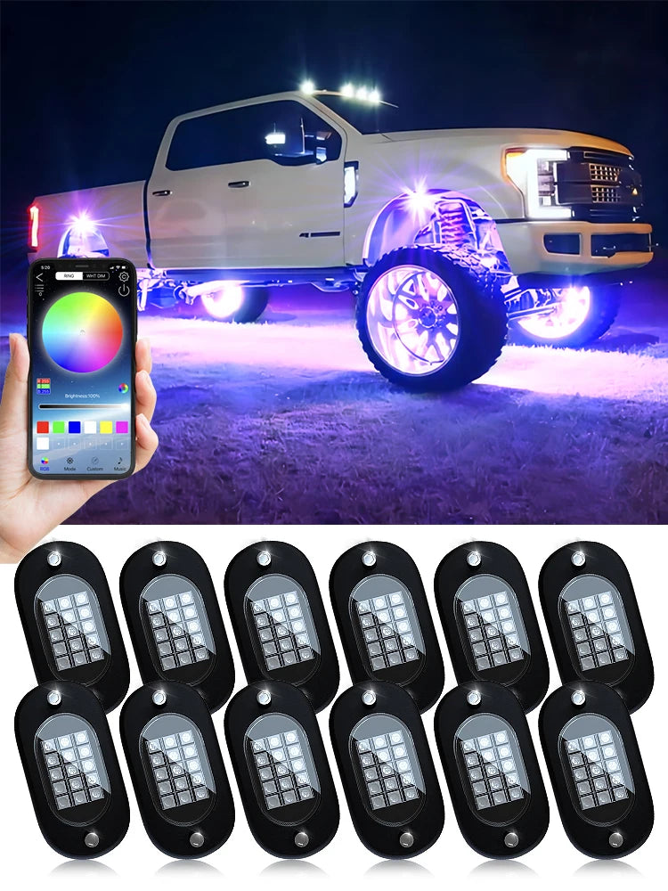 Lights RGB LED Rock Lights 4/6/8/10/12/14 Pods
