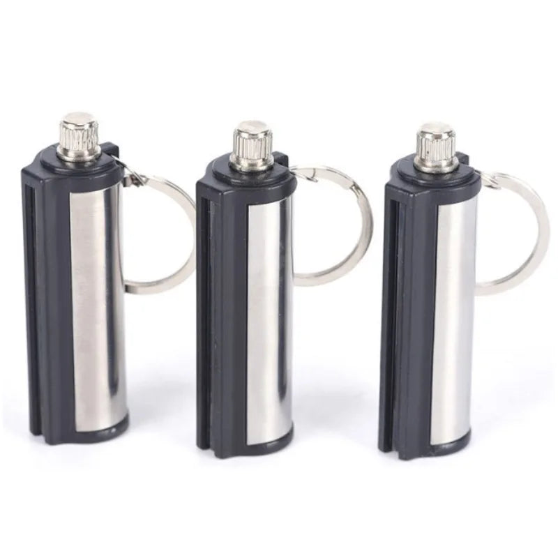 New Set Outdoor Survival Metal Match Coal Oil Lighters Waterproof Keychain, Portable Camping Emergency Igniter