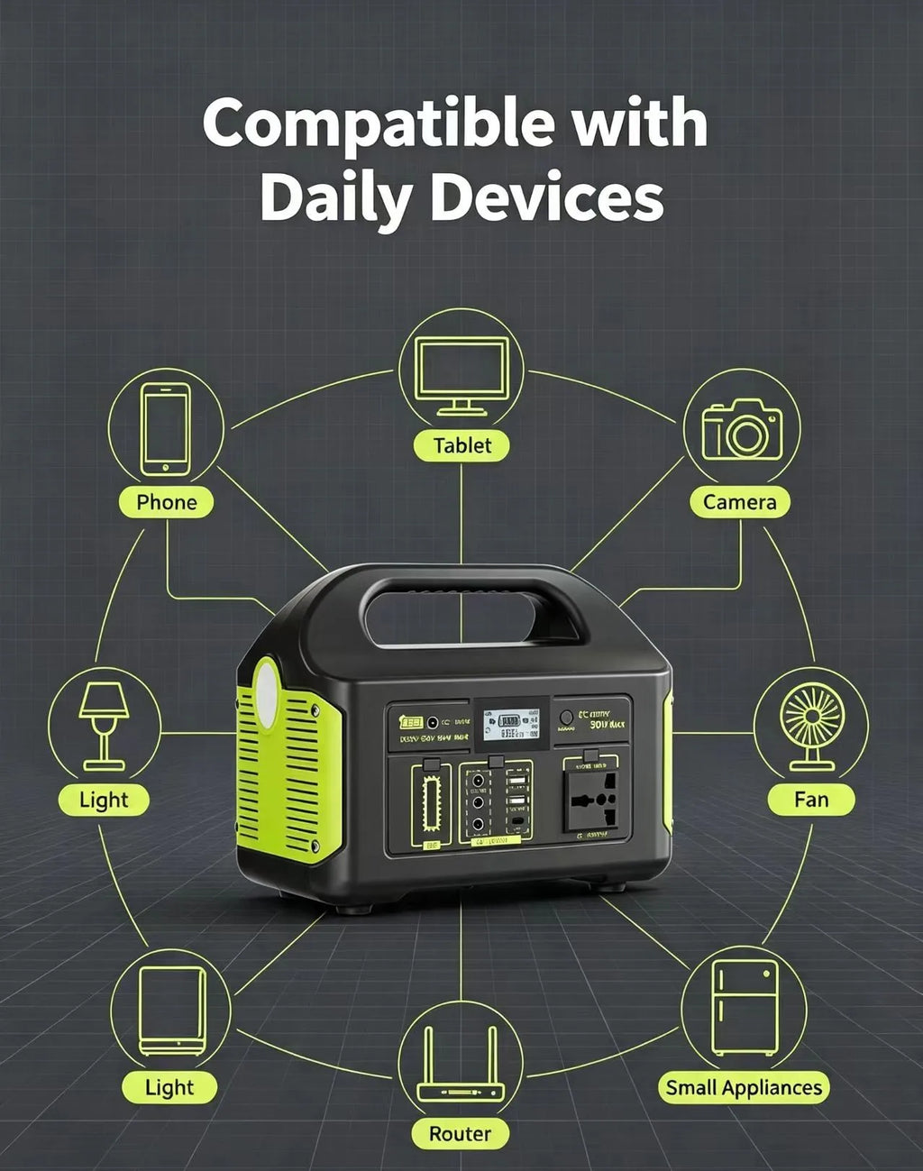 Portable Power Station with MPPT Solar Generator 500W