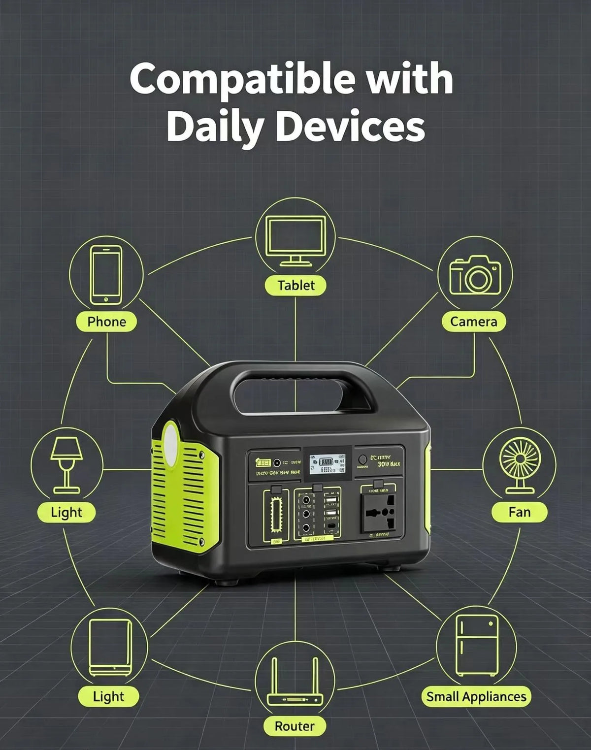 Portable Power Station with MPPT Solar Generator 500W