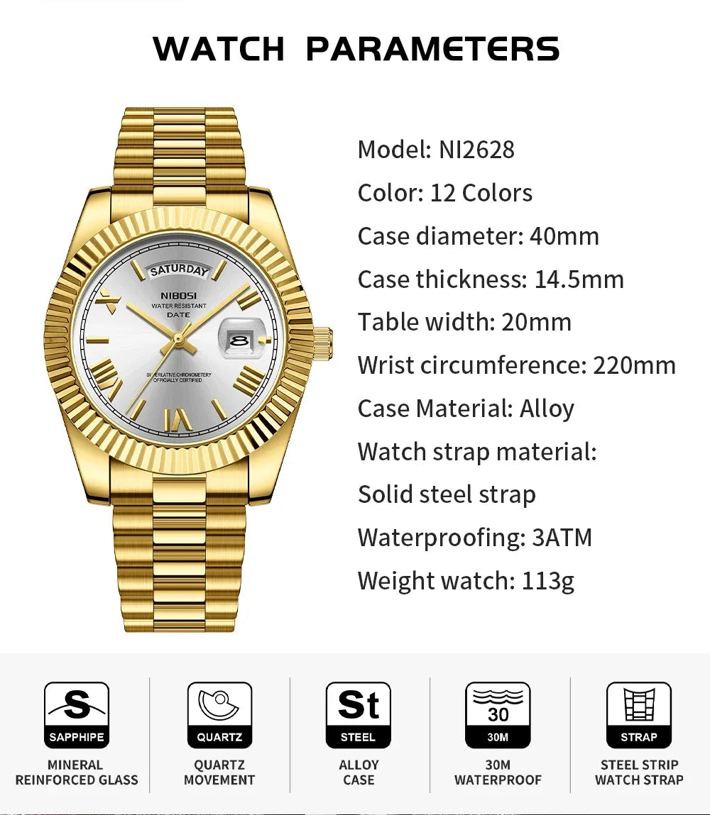 NIBOSI Men's Stainless Steel Quartz Watch