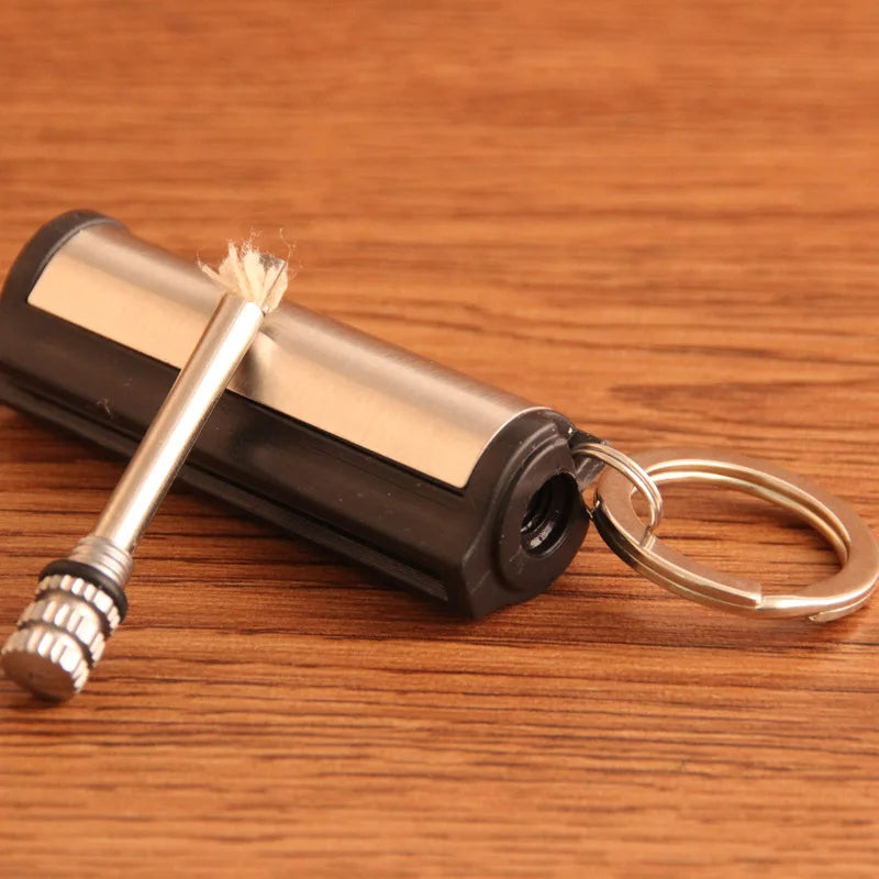 New Set Outdoor Survival Metal Match Coal Oil Lighters Waterproof Keychain, Portable Camping Emergency Igniter