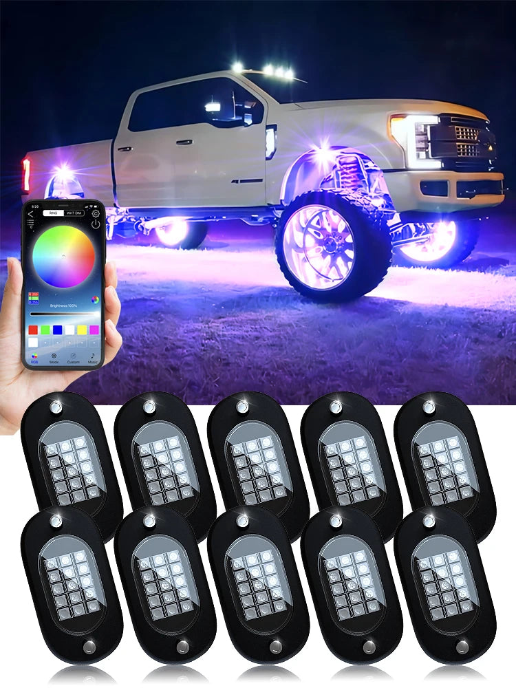 Lights RGB LED Rock Lights 4/6/8/10/12/14 Pods