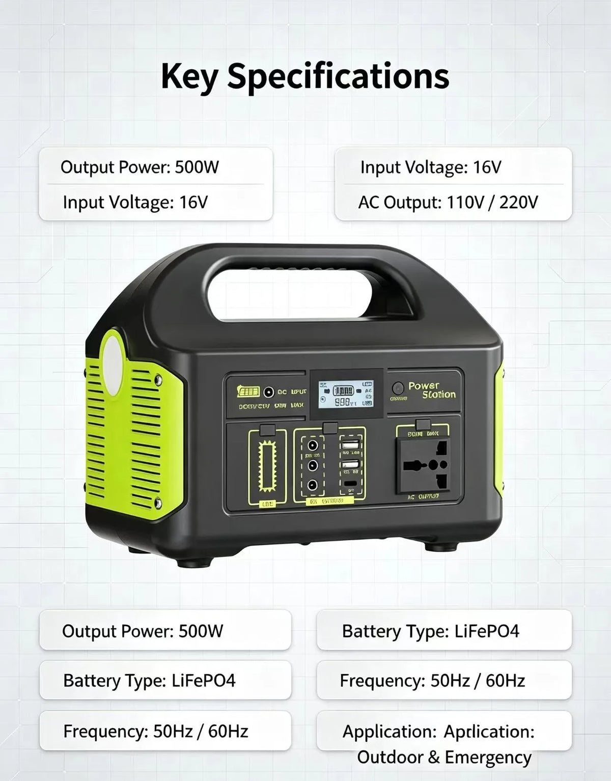 Portable Power Station with MPPT Solar Generator 500W
