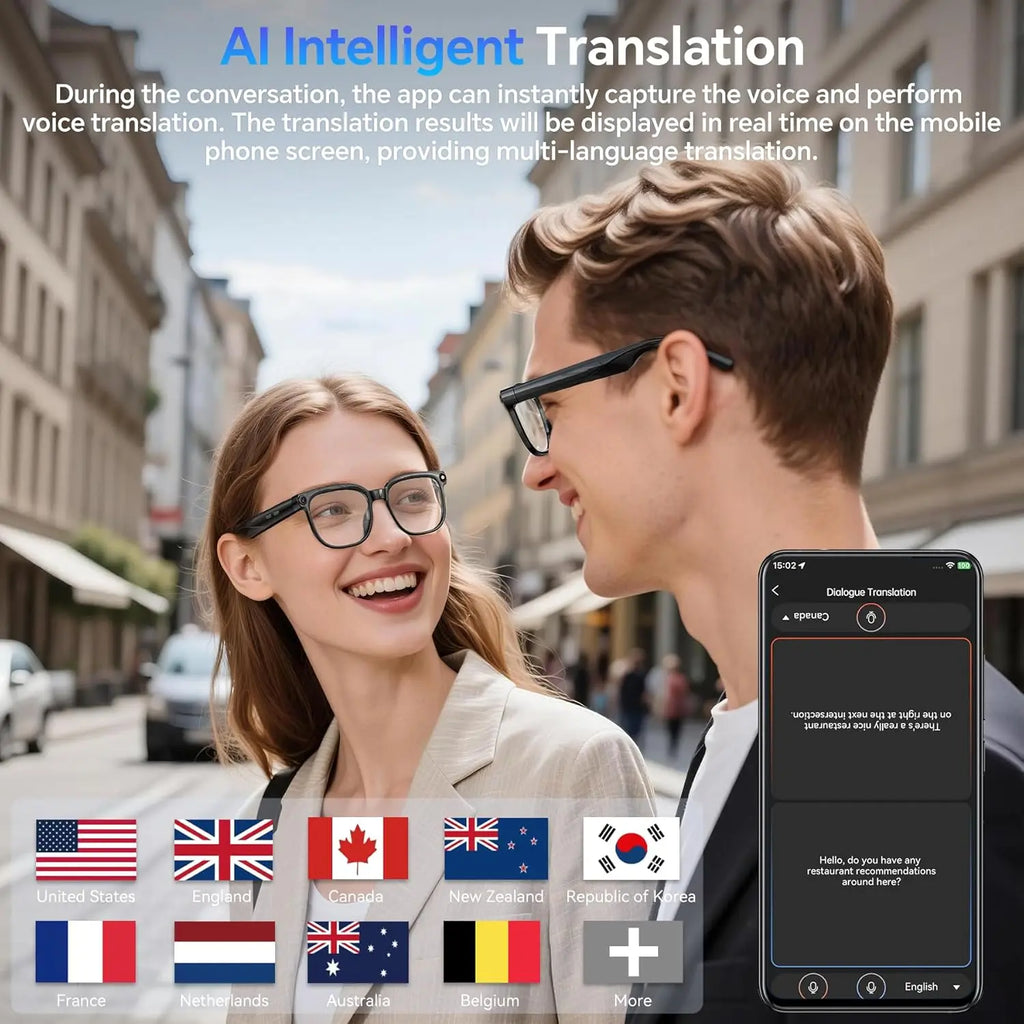 Smart AI Glasses 1080P HD Video Record Camera ChatGPT Bluetooth