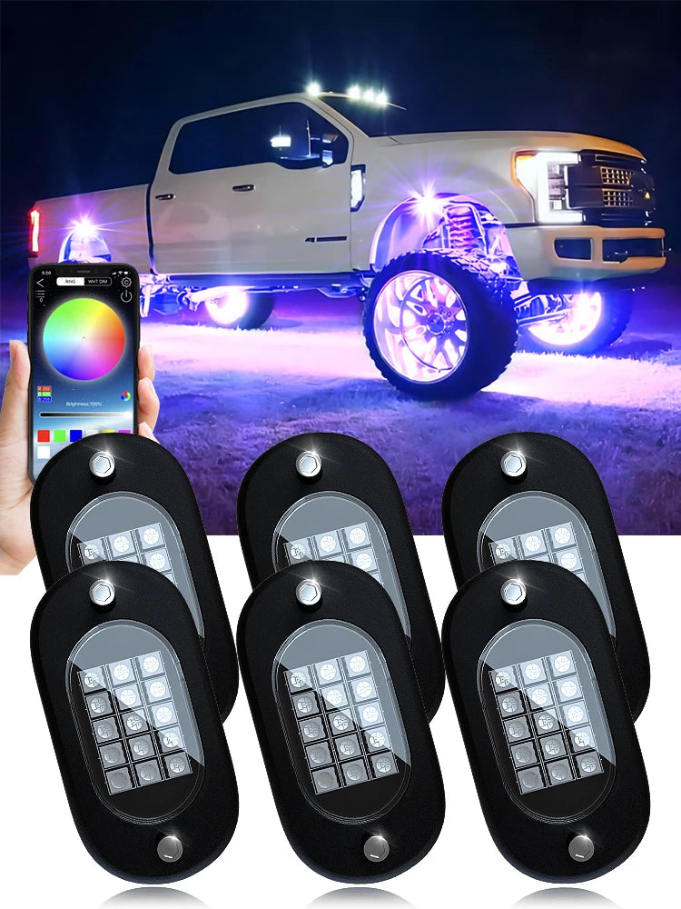 Lights RGB LED Rock Lights 4/6/8/10/12/14 Pods