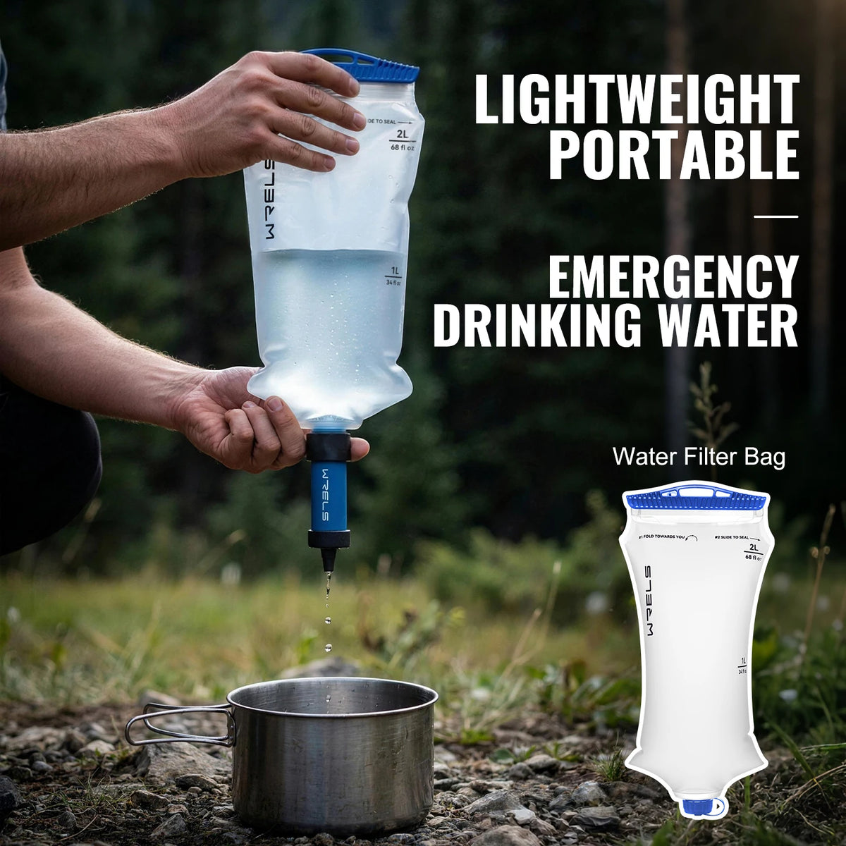 Water Filter Straw Foldable BPA-Free Filtration Bag