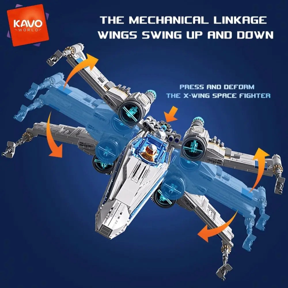 X-Wing Space Fighter Building Blocks Set With LED