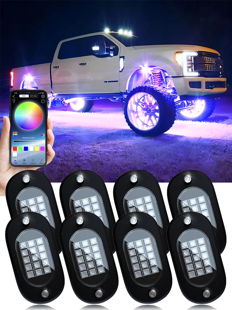 Lights RGB LED Rock Lights 4/6/8/10/12/14 Pods