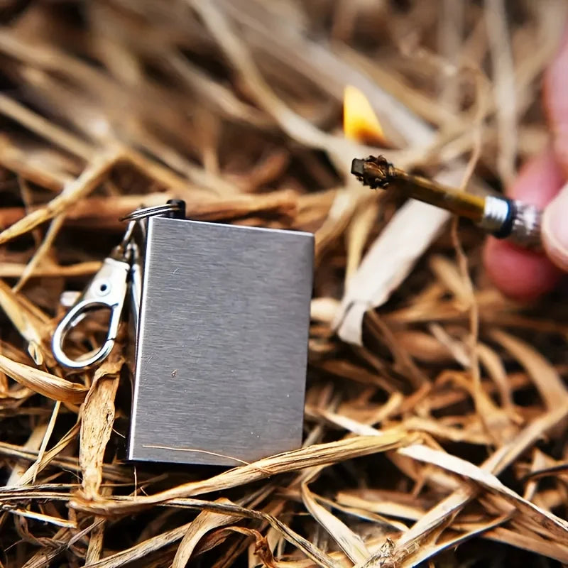 New Set Outdoor Survival Metal Match Coal Oil Lighters Waterproof Keychain, Portable Camping Emergency Igniter