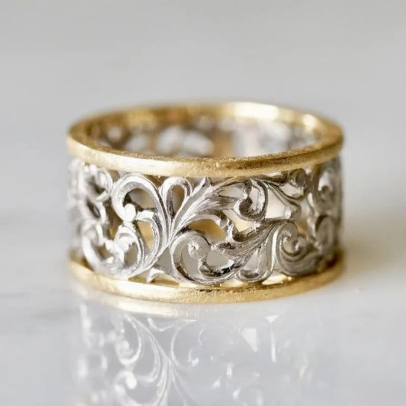 Elegant Luxury Hollow Scroll Carving Ring