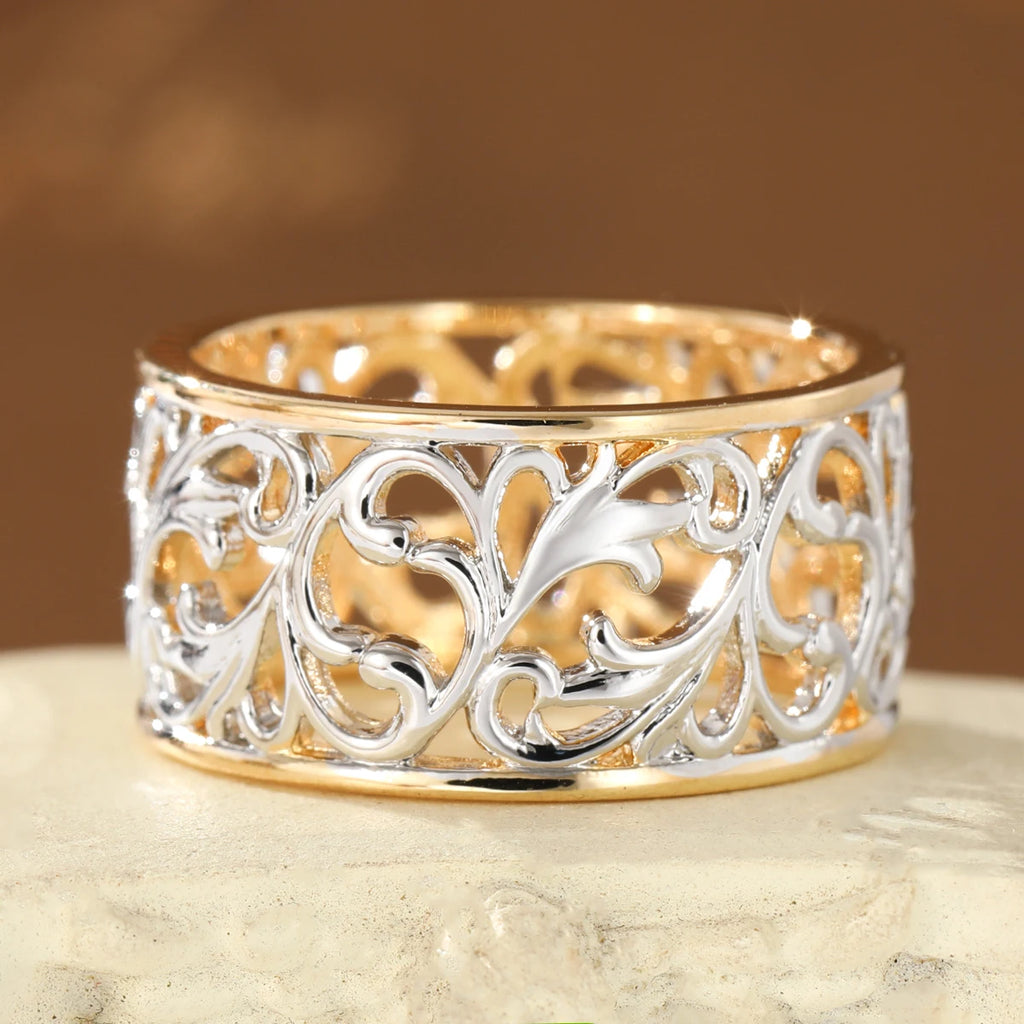 Elegant Luxury Hollow Scroll Carving Ring